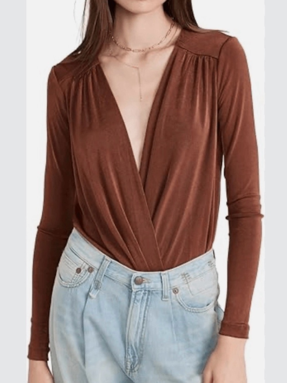 Intimately Free People Turnt Long Sleeve Thong Bodysuit, Ginger Spice, M - Picture 11 of 11